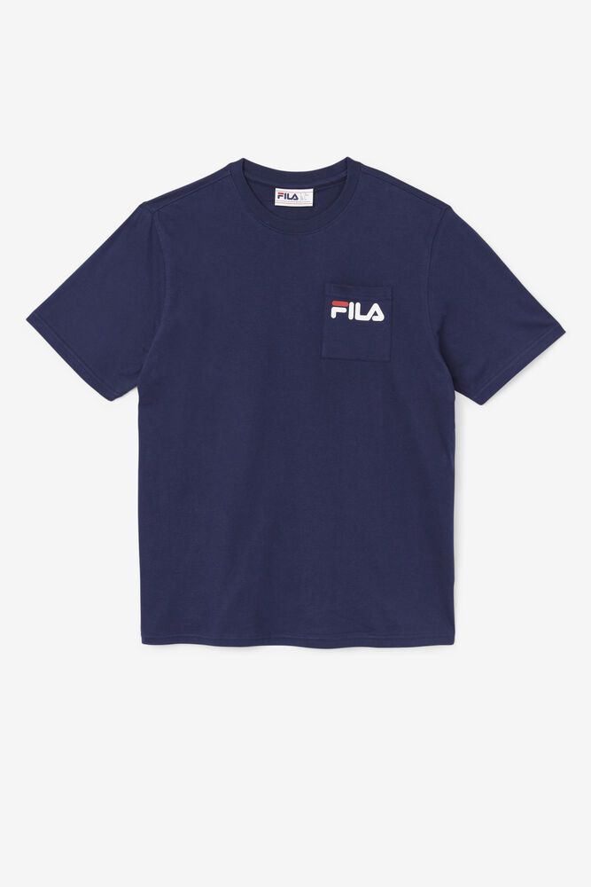 Fila Curtis Pocket Navy T-Shirt Mens - NZ 63054-RMHD